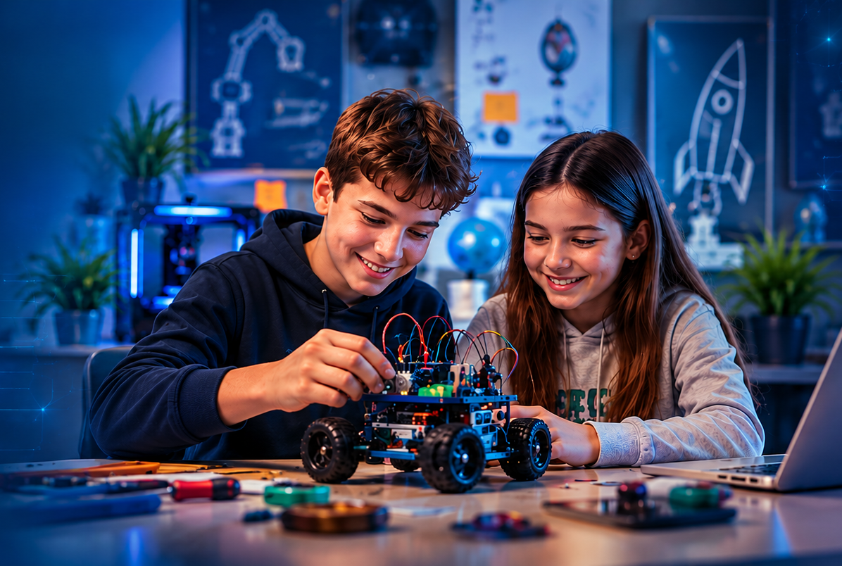 Učenici tokom praktičnog rada na robotskom projektu